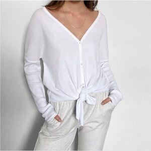 Aritzia The Group Babaton White Taurus Long Sleeve Waffle Shirt Button Up Small